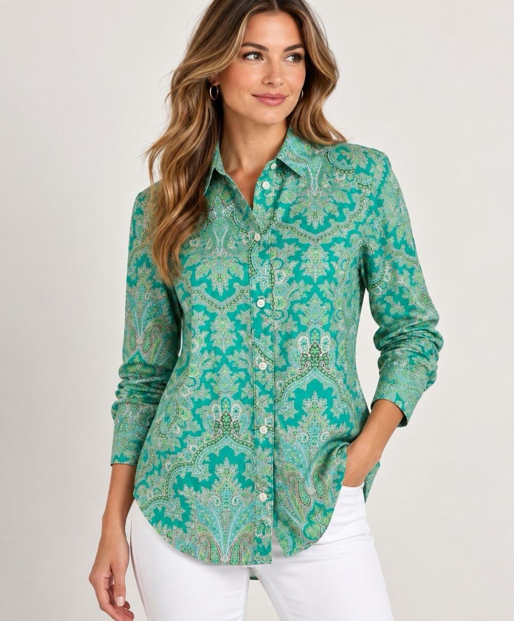 J. Crew Collection Slim Fit Cotton Poplin Button Up Ratti Pendant Paisley Size 4